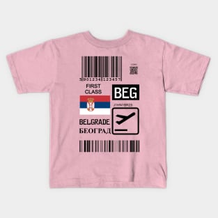 Belgrade Serbia travel ticket Kids T-Shirt